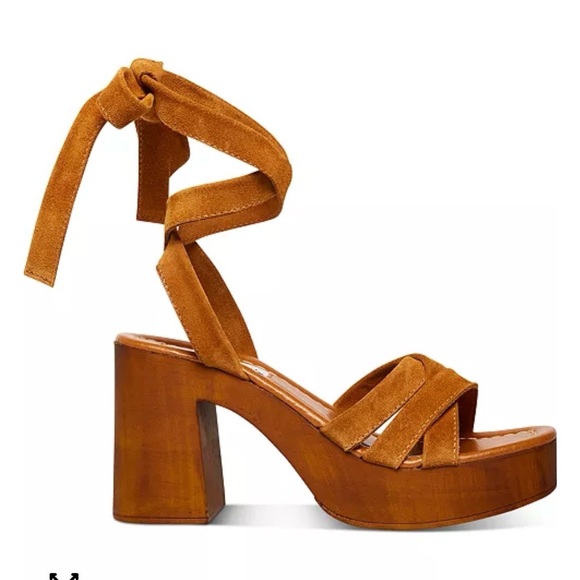 Steve Madden Ryder Tie-Up Suede Wooden Platform Sandals Brown Size 8 - Picture 3 of 10